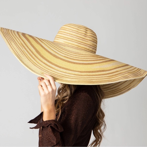 HP🎉 New San Diego Hat Company Free People Floppy Straw Wide Brim Tan Adjustable - Picture 2 of 9
